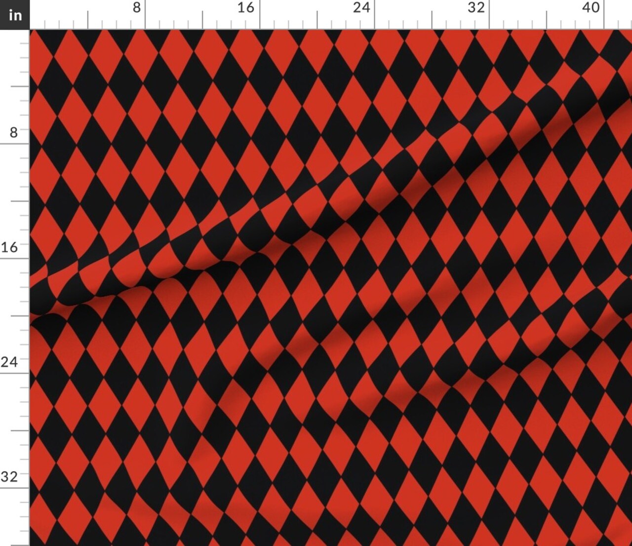 Diamonds Black Red Geometric Jester Custom Printed Fabric by Spoonflower Various Fabrics by the Yard or Fat Quarter